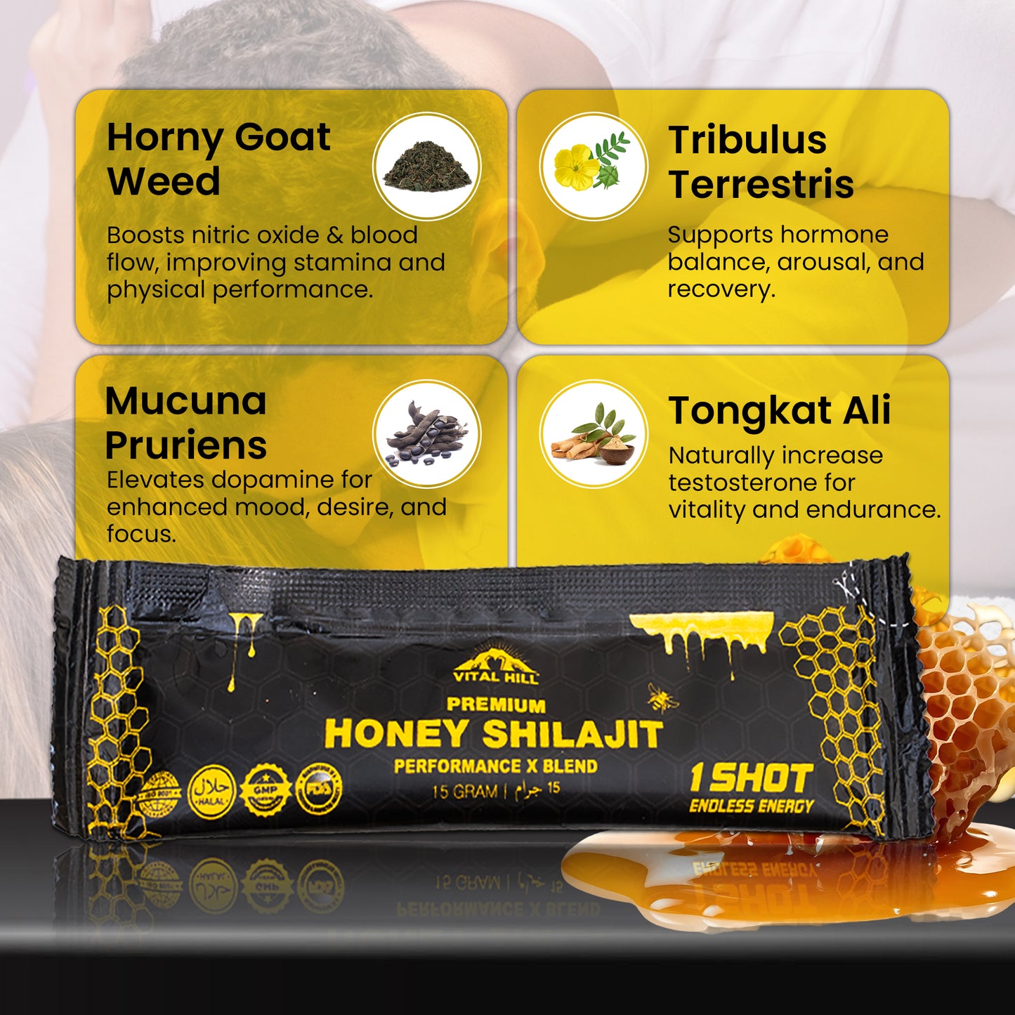 Power Honey Shilajit - Performance X Blend - Enhances Men Performance and Boost Energy Levels