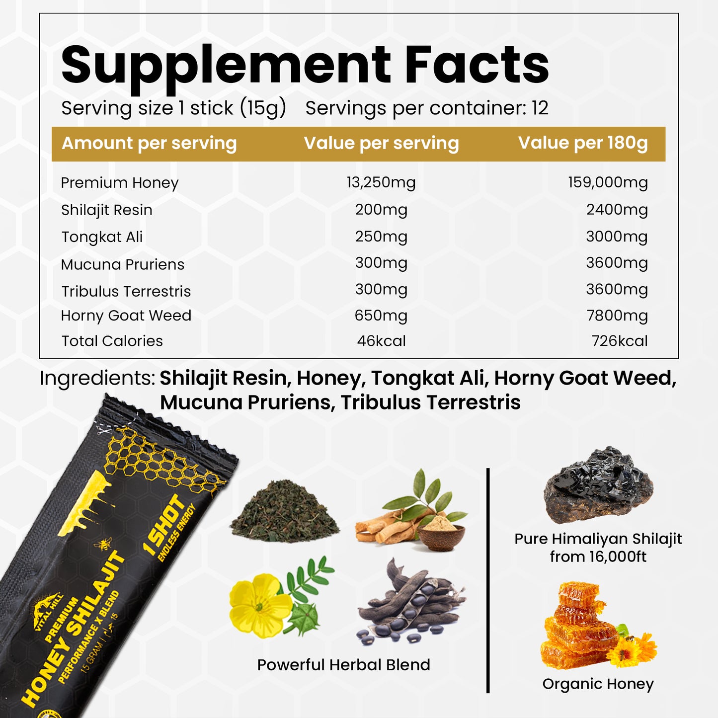 Power Honey Shilajit - Performance X Blend - Enhances Men Performance and Boost Energy Levels